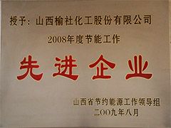 2008節(jié)能工作先進企業(yè)